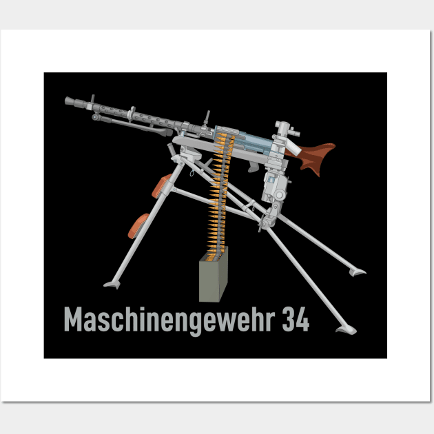 MG 34 German WW2 Machine Gun Diagram Diagram Gift Wall Art by Battlefields